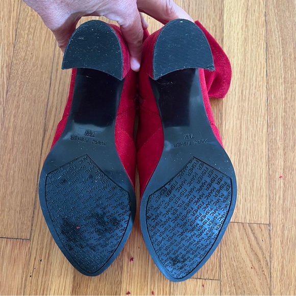 NWOT Marc Fisher Red Suede Boots, Sz 7.5 - Picture 8 of 8